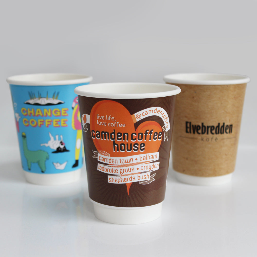 8oz PE Double Wall Custom Branded Coffee Cups - PackGenie